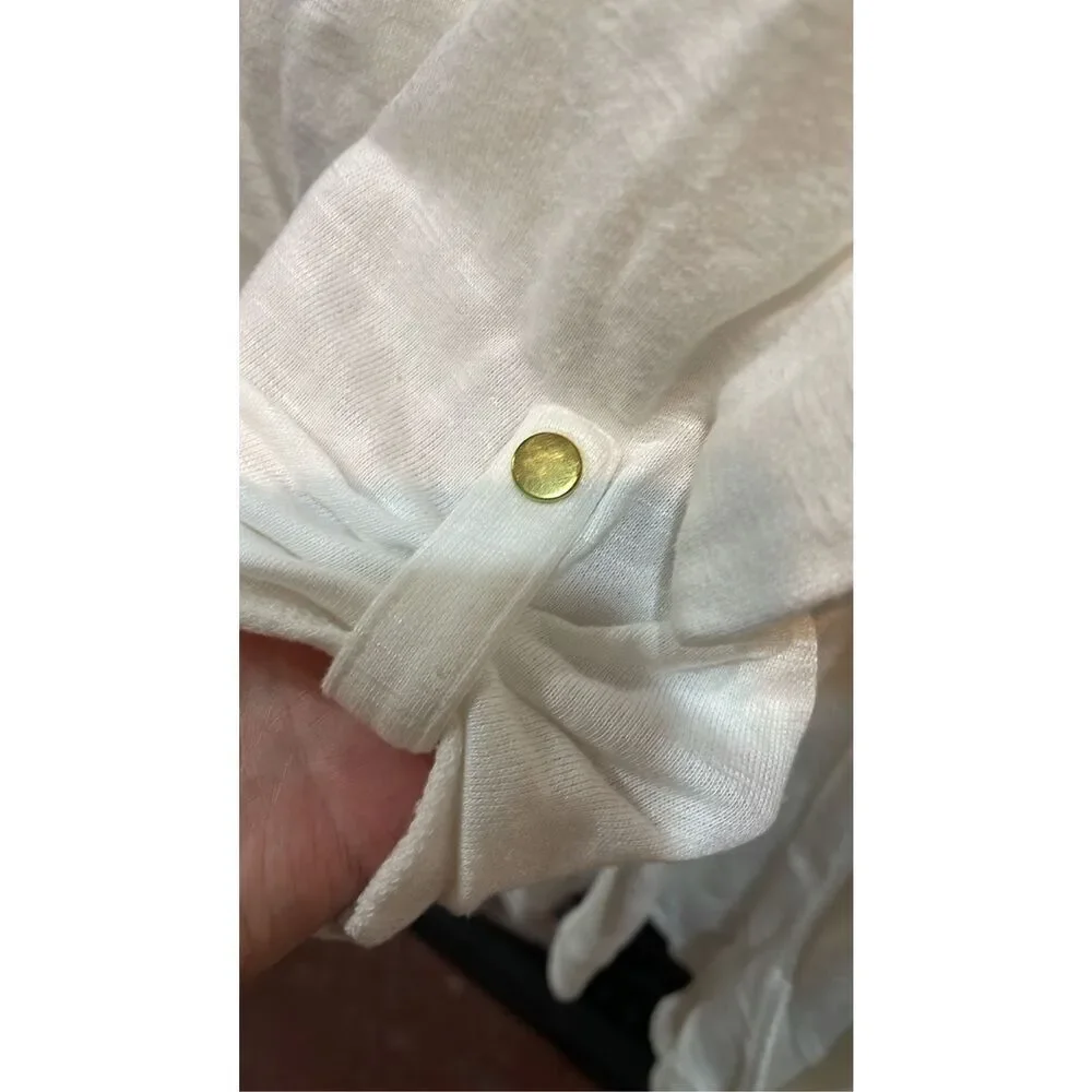 Chico’s size Med white open front cardigan .